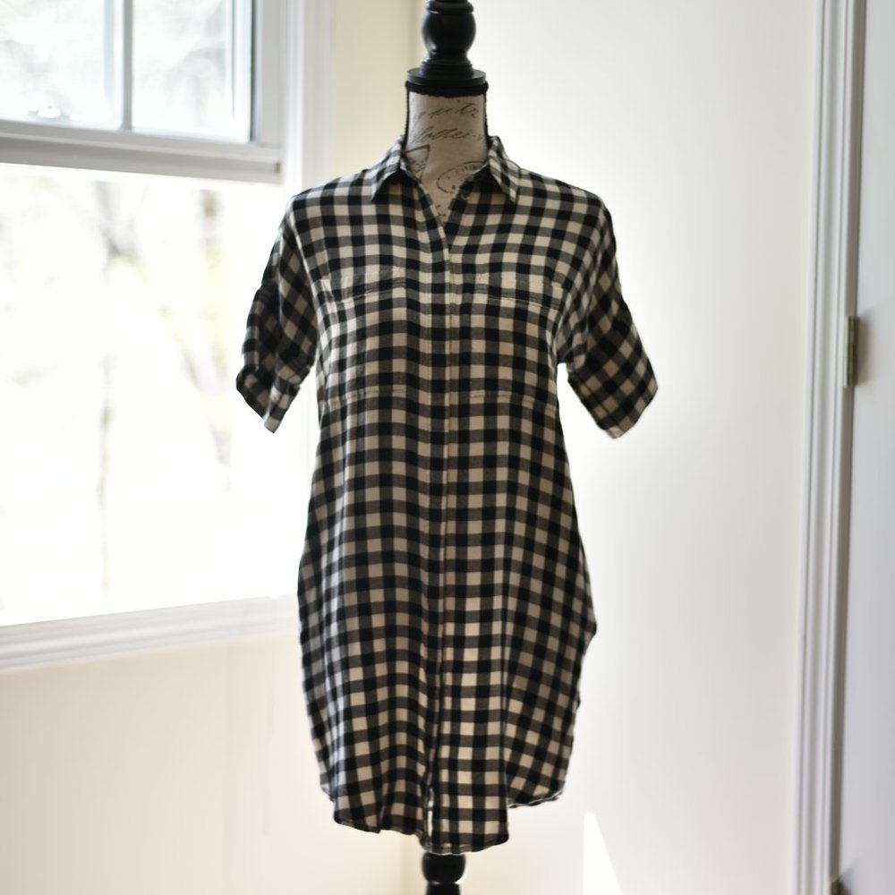 Madewell buffalo check/plaid shirt dress with pockets